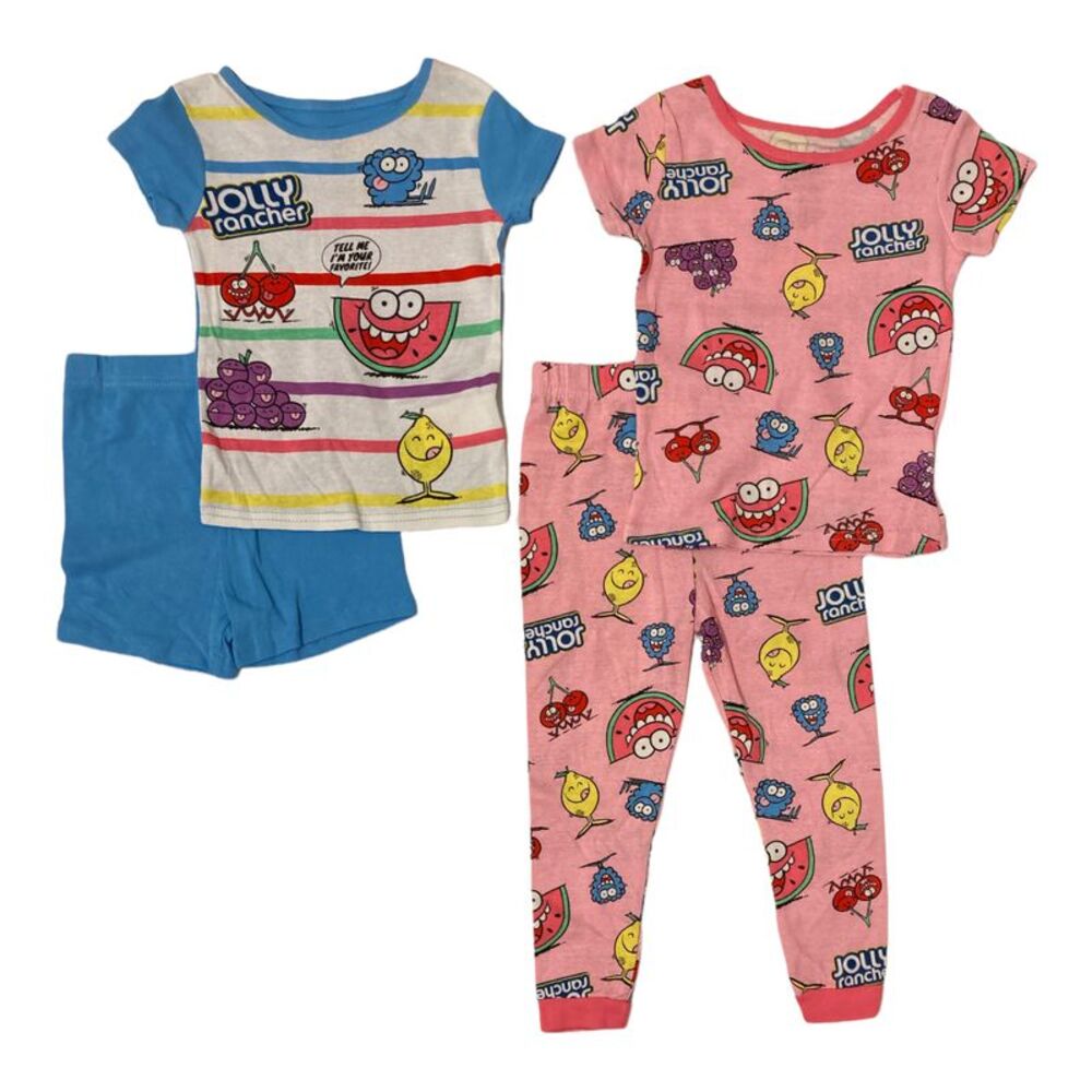 Jolly Rancher Short Sleeve Crew Neck 4 Piece Cotton Pajama Set - Jolly Rancher